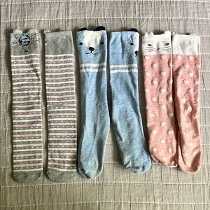 Cute Animal and Polka Dot Socks Set - Girls size medium - over the calf - CUTE!